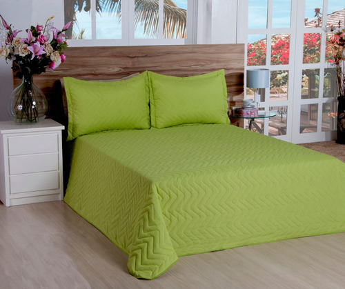 Cobre Leito Matelassado Classic Queen 03 Pçs Cor Verde