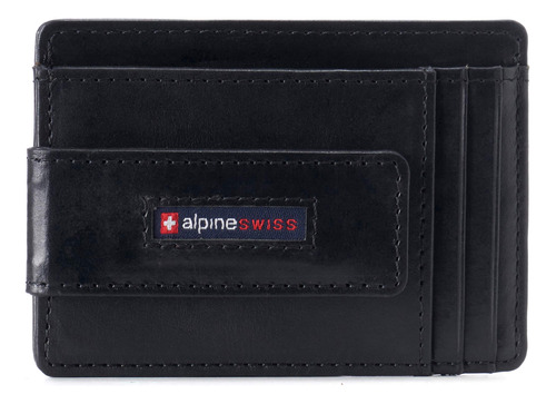 Alpine Swiss Harper - Cartera De Piel Minimalista Con Clip .