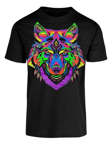 Playera Lobo Husky Alaska Fluorescente Neon Mexicana