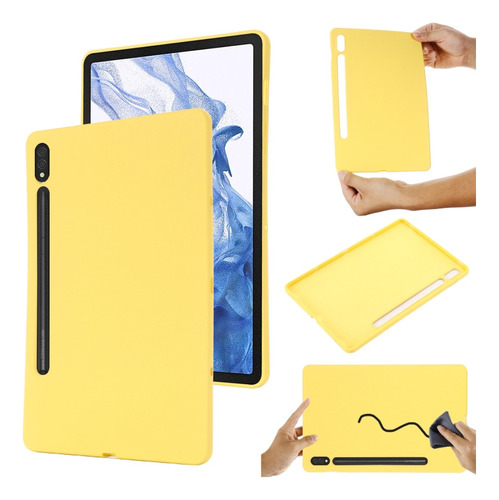 Funda De Silicona Líquida Amarilla Para Galaxy Tab S8/s7 Par