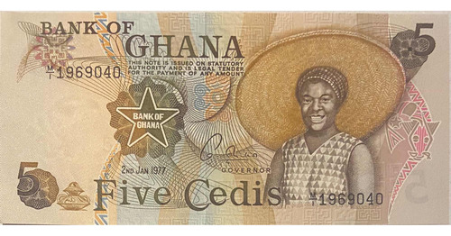 Billete Antiguo De Ghana. 5 Cedis. Sin Circular.