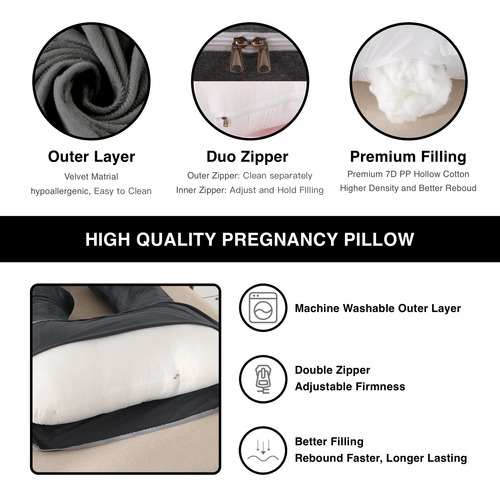 Almohada De Embarazo 57 Cuerpo Completo Con Funda Lavable