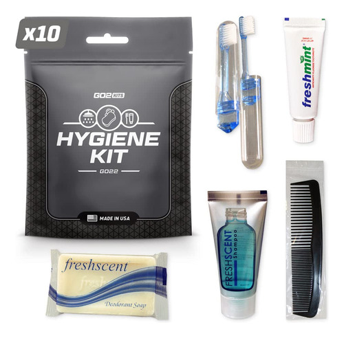 Go2kits Paquete De 10 Kits De Higiene Personal De Higiene Pe