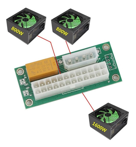 Imagen 1 de 7 de Add2psu Molex + Relay - Conectar 2 Fuente Minería Rig Sata E