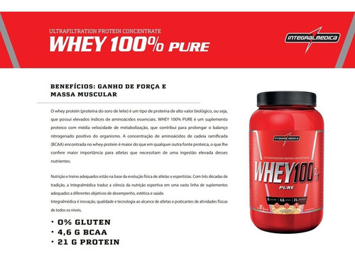 Imagem 2 de 4 de Whey Protein 100% Pure 907gr - Integral Médica