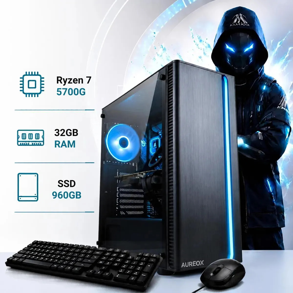 Pc Ryzen 7 Completa 5700g | 32 gb | 1TB | Wi-Fi | Mouse y Teclado | Aconcawa PC