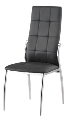 Silla Cromada New Paris Capitone Pack X 4 Color de la estructura de la silla Negro Color del asiento Negro Diseño de la tela Eco cuero
