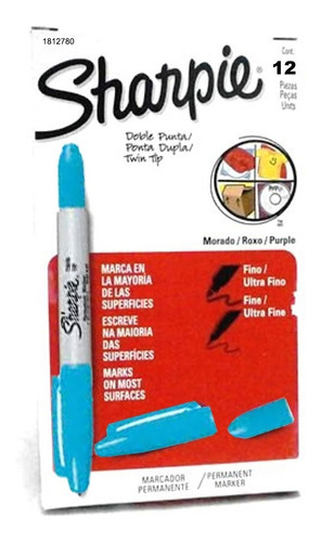 Marcadores Sharpie Doble Punta Twin Tip Turquesa 12 1812780c