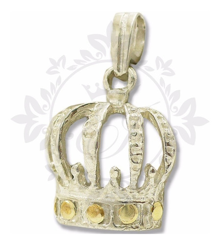 Dije Plata Oro Corona 925 Mujer, Medalla Plata Corona
