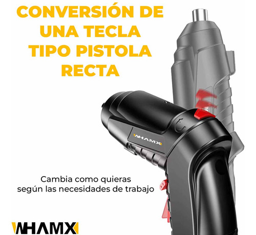 Set Mini Destornillador Inalambrico Rotador Negro Whamx