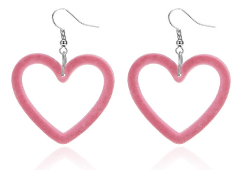 Pendientes De Corazón Rosa Para Niñas, Pendientes Colgantes 