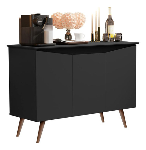 Buffet Encanto 3 Portas Preto 602 Maria Moveis