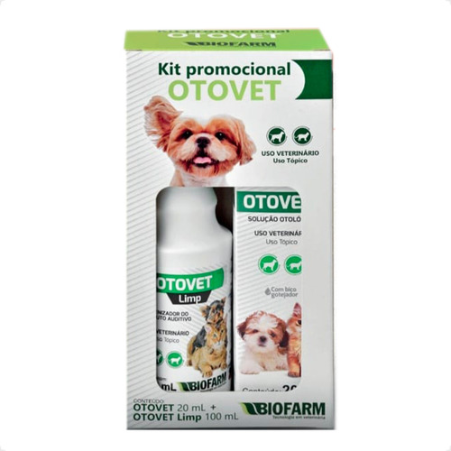 Kit Solução Limpeza Otovet Biofarm Para Cães E Gatos - Kit