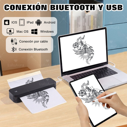 Impresora Térmica Stencil Para Tatuaje Bluetooth+10pzs Papel