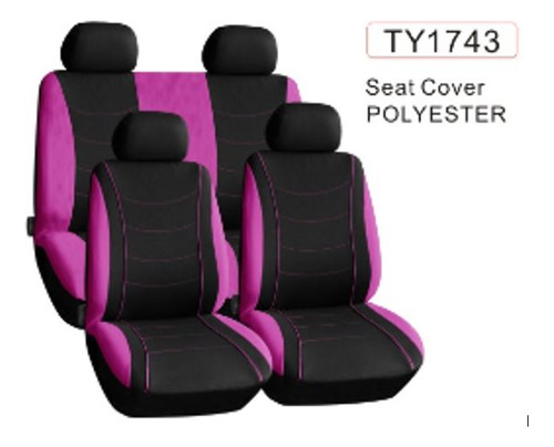 Juego Fundas Cubre Asiento (negro Con Violeta) Vw Fiat Gm Hy