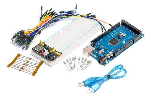 Kit Básico Inicio Mega2560 R3 Protoboard Cables Led Resistor