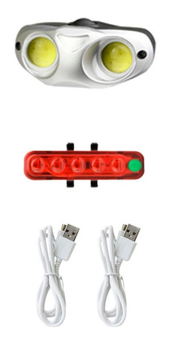 Imagen 1 de 10 de Luces Led Delantera Y Baliza Para Bici Ciclismo Seguridad