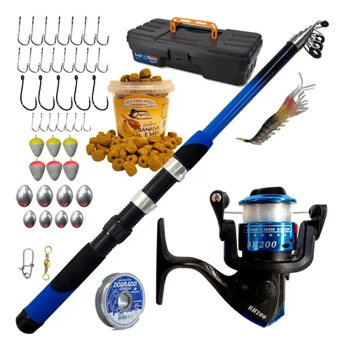 Kit De Pesca Vara + Molinete E Acessorios Completo