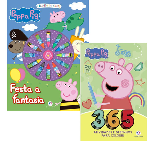 Kit 2 Livros Giz De Cera Peppa Pig + Peppa Pig 365atividades