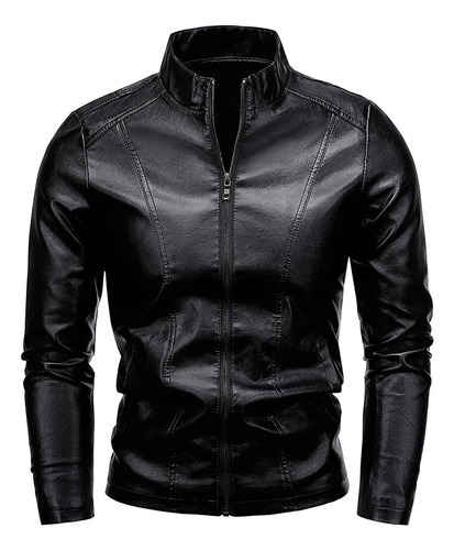 Chamarra Rockera De Piel Hombre Slim Fit Estilo Biker B2