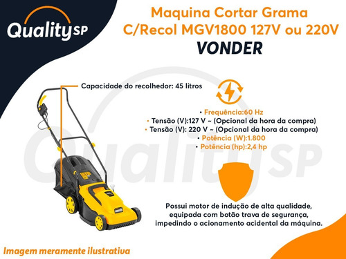 Máquina De Cortar Grama Com Recol Mgv1800 127v Ou 220v