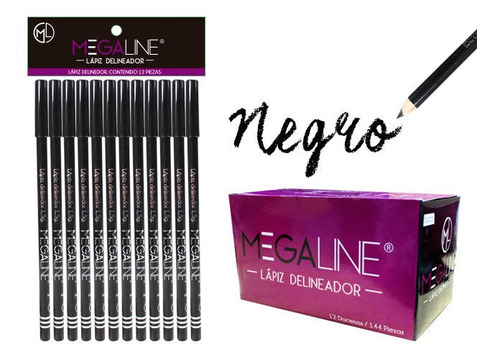 Lápiz Delineador Negro Marca Megaline 