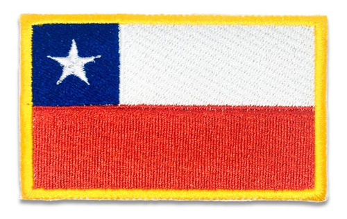 Bandera  Chilena Tricolor Termoadhesivo Borde Dorado