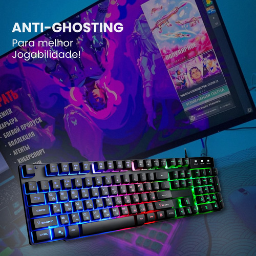 Teclado Gamer Semi Mecânico Led Rgb Abnt2 Usb Pc Ps4 Xbox