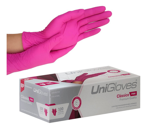 Luvas Descartáveis  Micropigmentação Tebori Pink Rosa