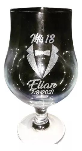 Copas De Vino Souvenir Grabadas Personalizadas Negras 10un