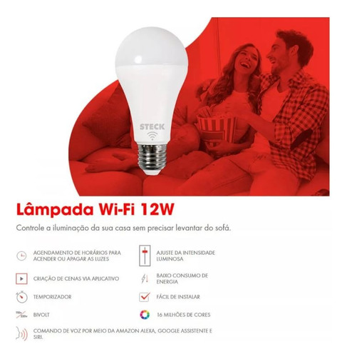 Lampada Rgb 12w Smart Wifi Google Alexa Automacao Smarteck