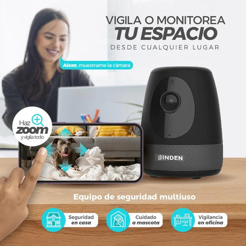 Sistema Seguridad Binden In360 Camara Sensor Movi Aper Alexa