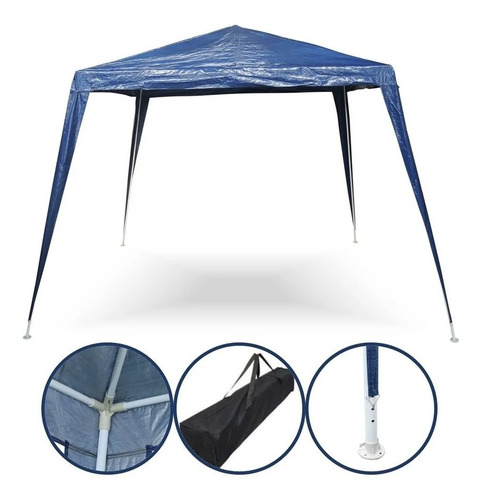 Tenda Camping Gazebo 2,40x2,40 Desmontável Branca Azul