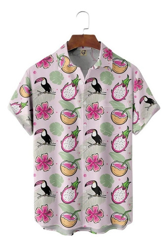 Camisa Hawaiana Unisex De Tropical Parrot, Camisa De Playa P