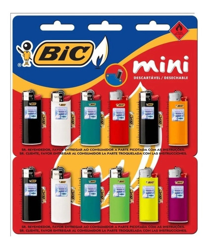 Isqueiro Bic mini cartela 12 unidades