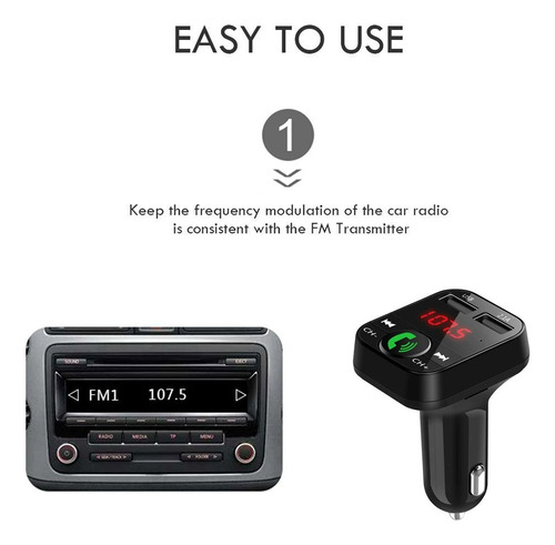 Transmisor Bluetooth Fm De Auto Manos Libres Cargador 2 Usb