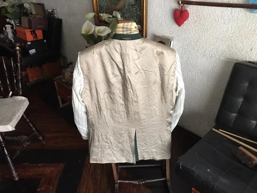 Oscar De La Renta Blazer 100 % Wool Worsted Gold Button,usa Verde Liso 44r (Usado)