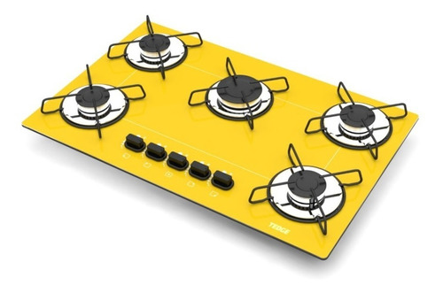 Fogão Cooktop 5 Bocas A Gás Com Ultra Chama Tedge Cor Amarelo