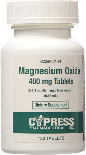 Magnesio Oxido 120tab Cypress - Unidad a $1639