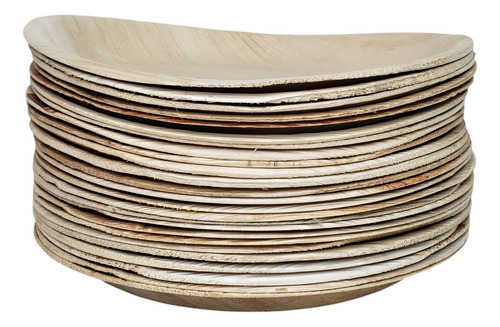 Set De Platos Bambú Desechables Reusable Para Eventos 25unid