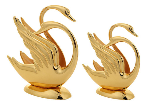 H Servilletero De Metal Adorno De Mesa Con Cisne Dorado De 2