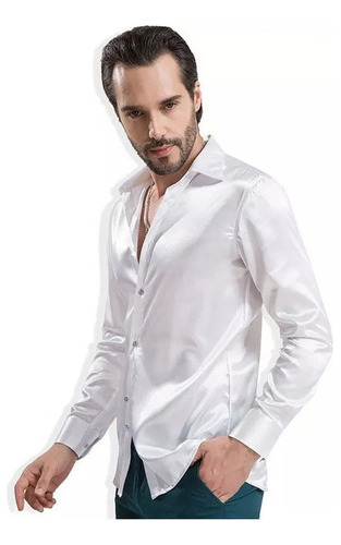 Camisa De Lujo Para Hombre Camisa De Boda De Seda Satinada