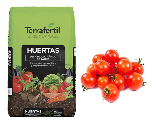 Sustrato Huertas Terrafertil 50lts Semillas De Tomate Cherry