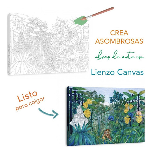 Cuadros Para Pintar Leon Selva Niños Kit Canvas C/ Pinturas