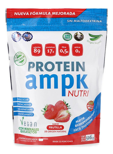 Suplemento En Polvo Framingham Pharma Protein Ampk Nutri Refil Frutilla 506g