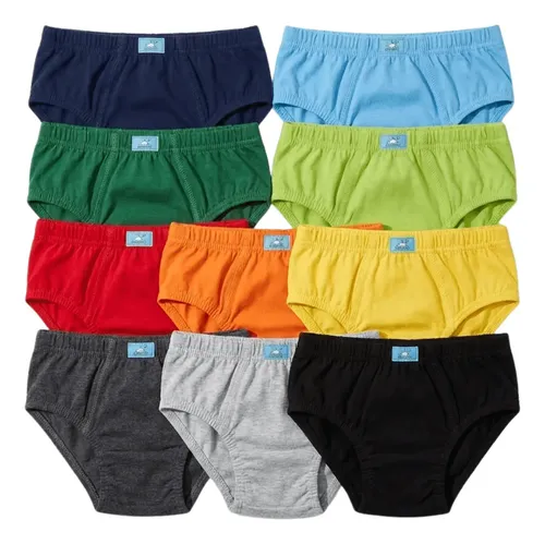Kit Cueca Infantil Menino Slip 10 Unidades 100% Algodão