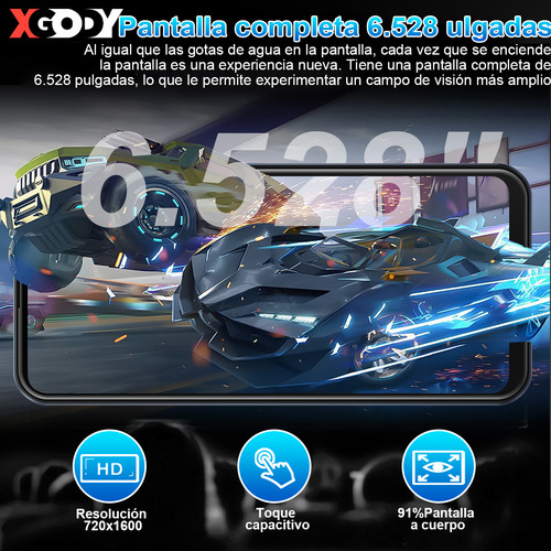 Teléfono Móvil Smartphone Xgody V80j 6+128gb Ram Dual Sim 6.528 Pulgada Hd Android 13 Cell Phone Con Reconocimiento Facial Y Desbloqueo 5000mah Gris