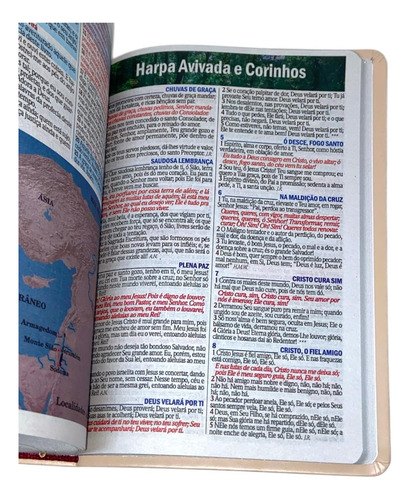 Bíblia Sagrada Evangélica Gigante - Ramos Florida Rosé E Pink - Feminina Com Índice E Harpa Avivada E Corinhos Linguagem Arc Full Color Capa Pu Luxo Flexível