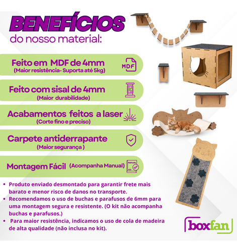 Parquinho De Gatos 19 Pçs Arranhador Parede Degraus Rede Mdf Playground Para Gato 19 Peças Mdf Resistente Com Arranhador De Patas Nicho Toca Reforçado Pontes Degraus Gatificação Suspenso