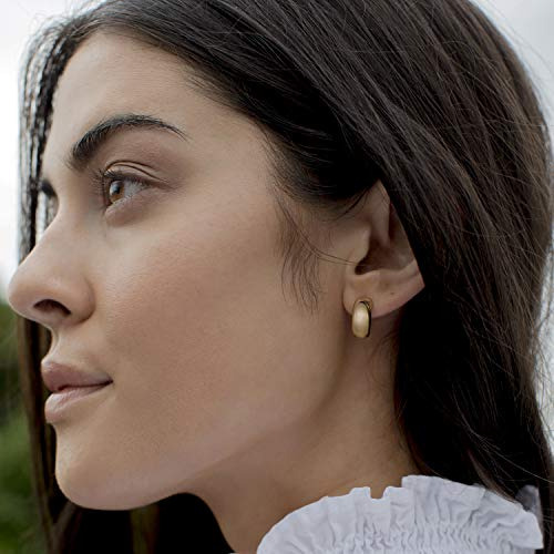 Aretes Pendientes Gruesos De Plata Chapada En Oro De 14k
